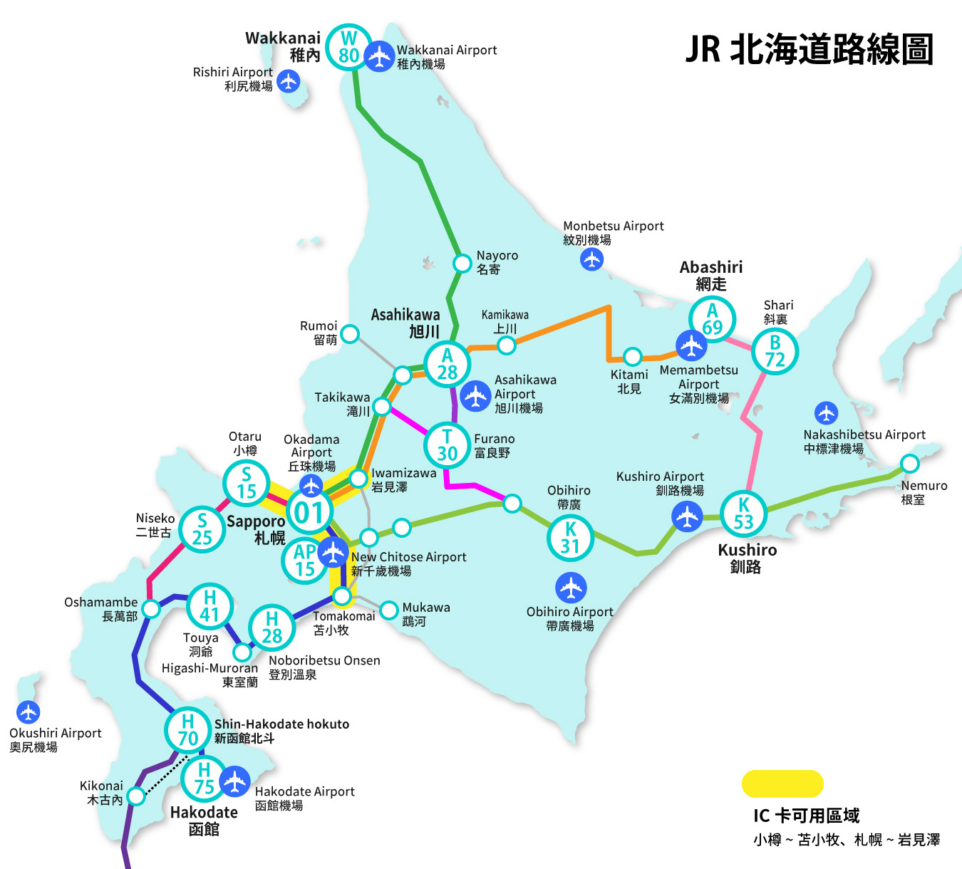 JR北海道　路線圖